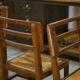 Set of 6 oak chairs in the style of Pierre Cruège 1940s.