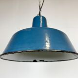 Industrial blue enamel factory pendant lamp 1960s
