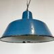 Industrial blue enamel factory pendant lamp 1960s