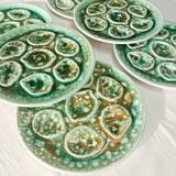 Set of 6 Niderviller oyster plates, moss décor