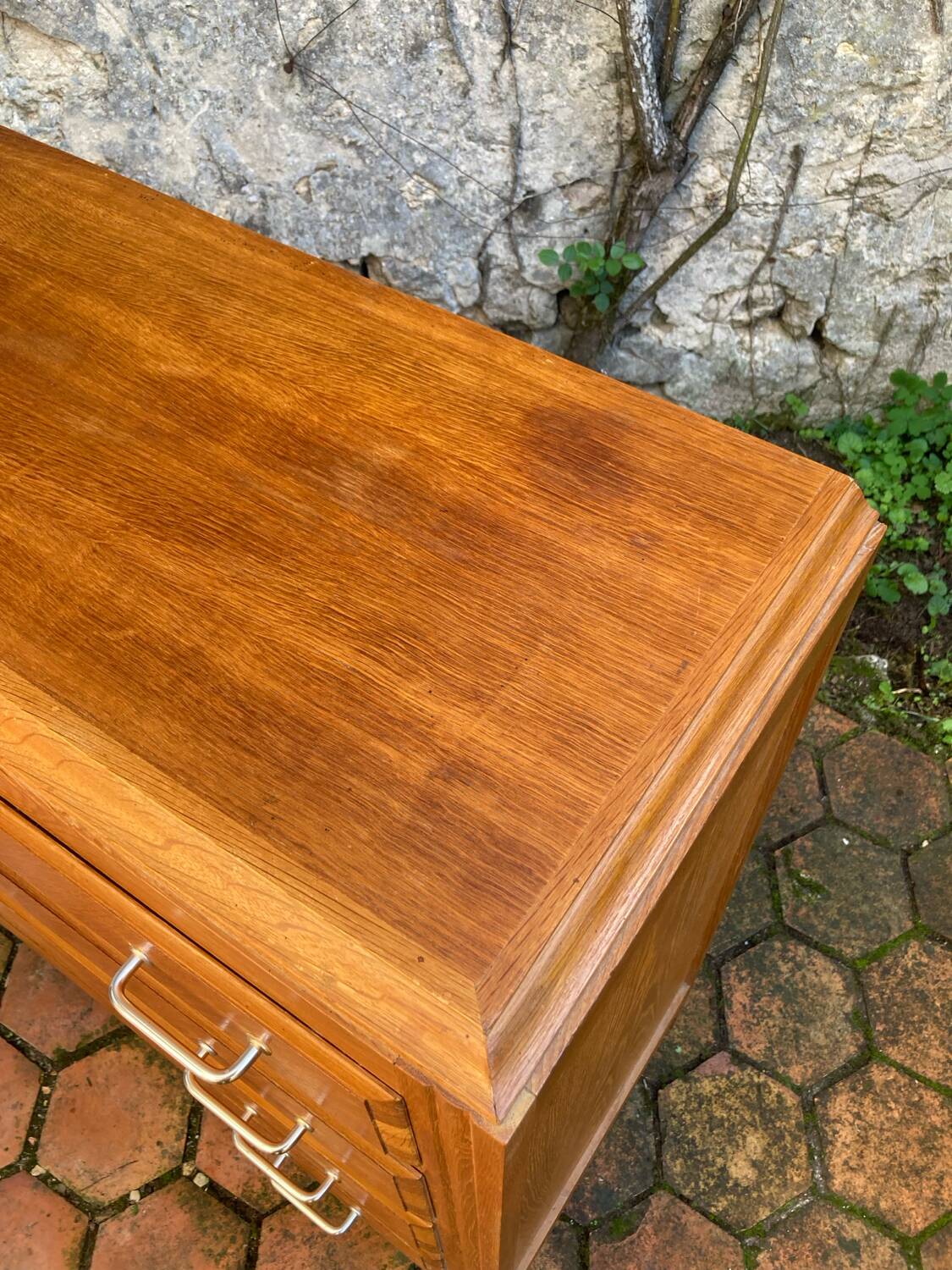 Vintage chest of drawers with compass feet