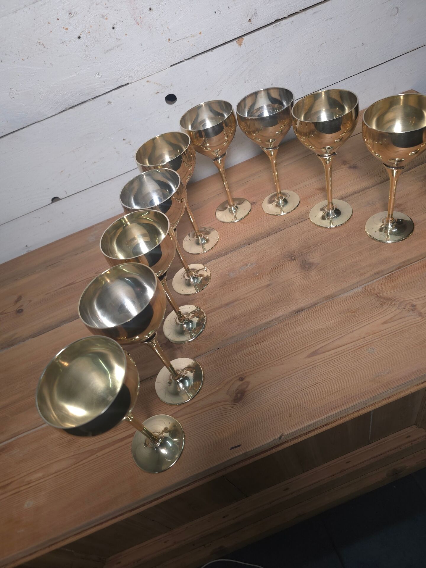 12 verres vintage métal argenté et doré