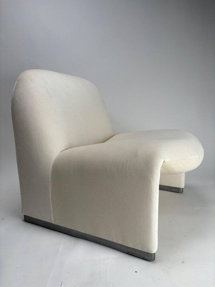 Chauffeuse Alky en velours blanc attribué à Giancarlo Piretti pour Anonima Castelli, Italie, années 1960