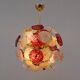 Murano Glass and Brass Sputnik Chandelier Cherry Red, White and Champagne