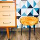 Stool rug tripod vintage orange psychedelic 1970