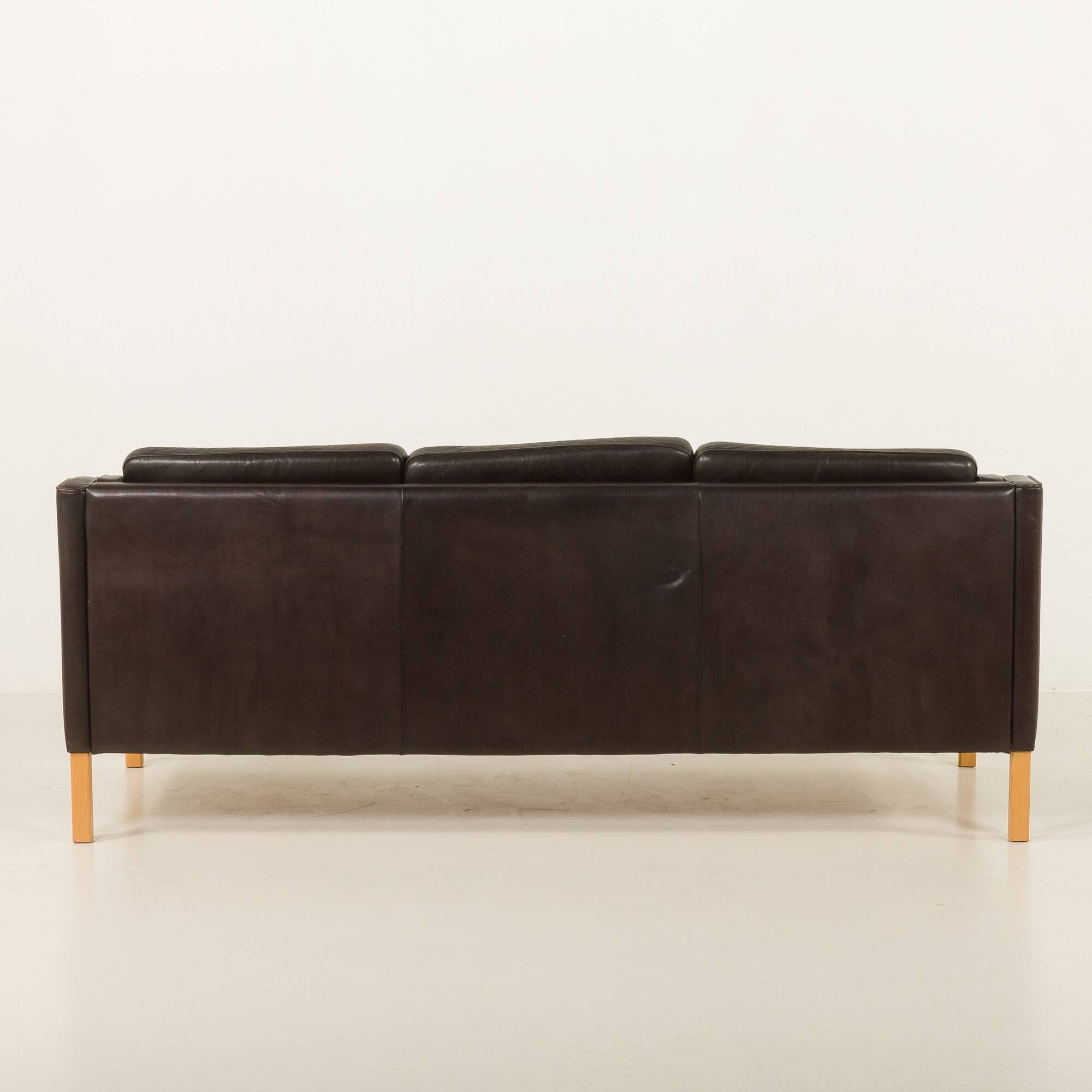 Vintage black leather sofa by Mogens Hansen, Deanmark 1970s