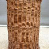 Vintage cylindrical rattan basket