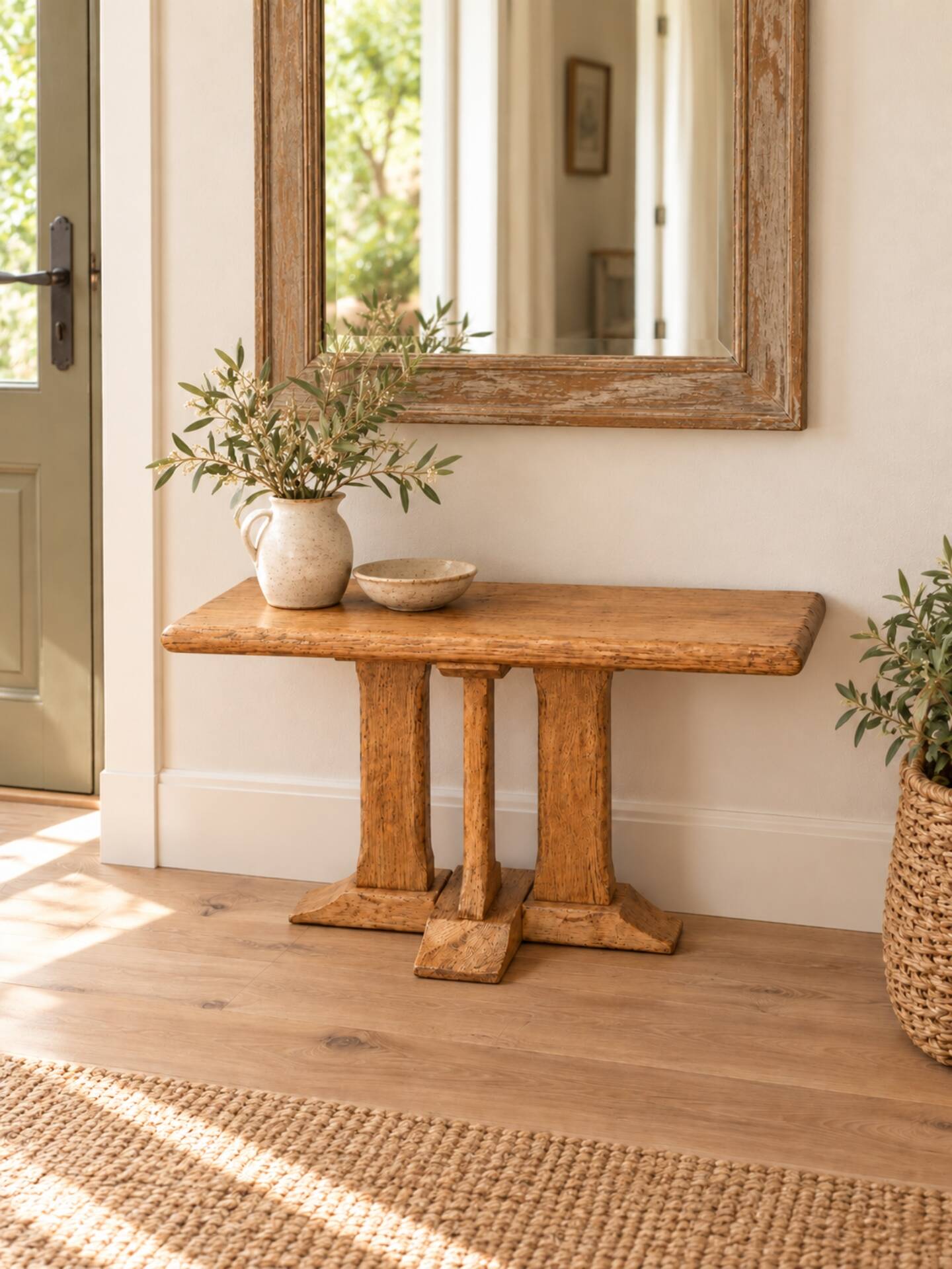 Small entrance bench in solid oak