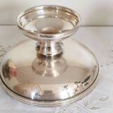 Flower pick with silver metal and glass pedestal, table centerpiece