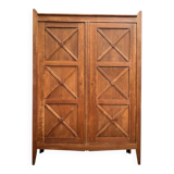 Vintage solid oak cross-braced wardrobe 1940