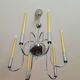 1950s chandelier in brass and chrome-plated brass with 6 lights