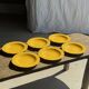 Set of 6 vintage yellow fish soup plates