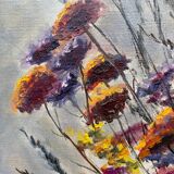 Peinture bouquet fleurs séchées J.Moy