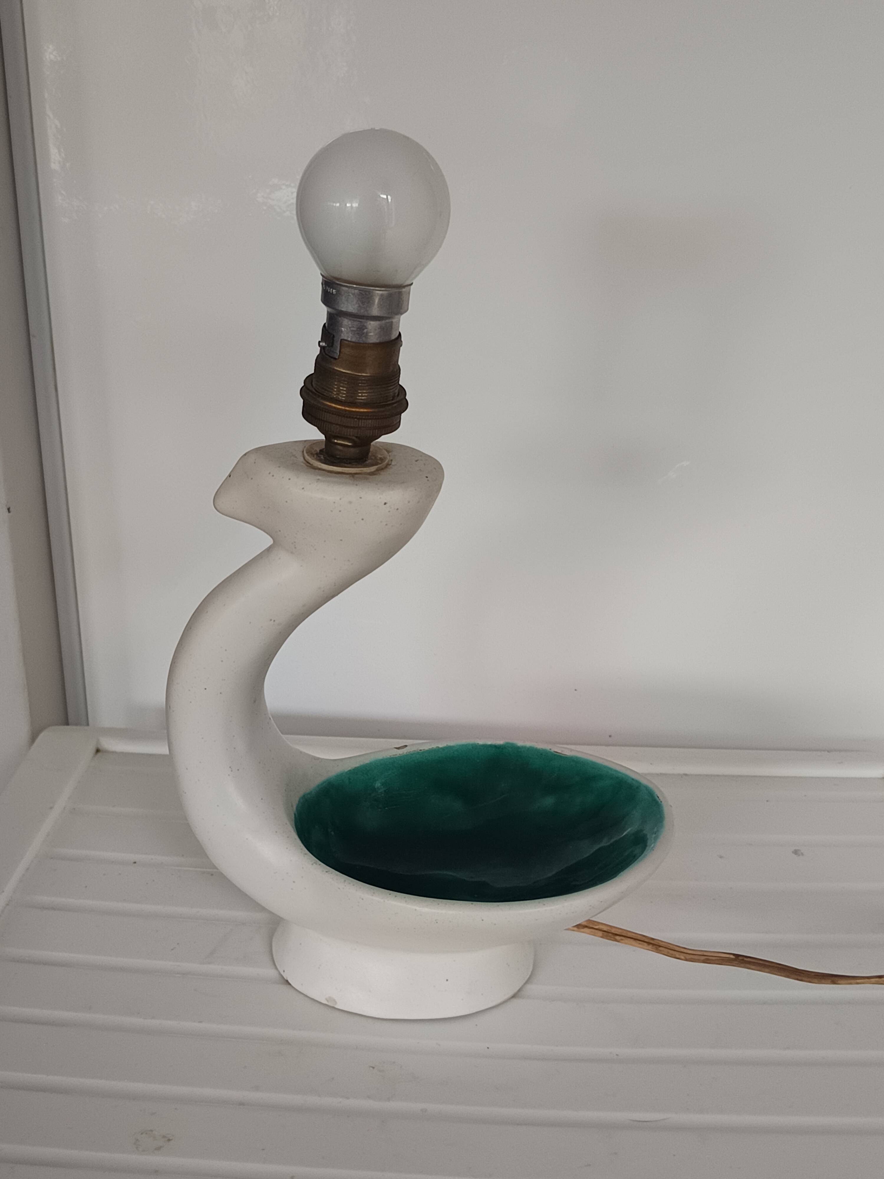 lampe céramique Vallauris vintage zoomorphe années 50/60 – signée Valparil