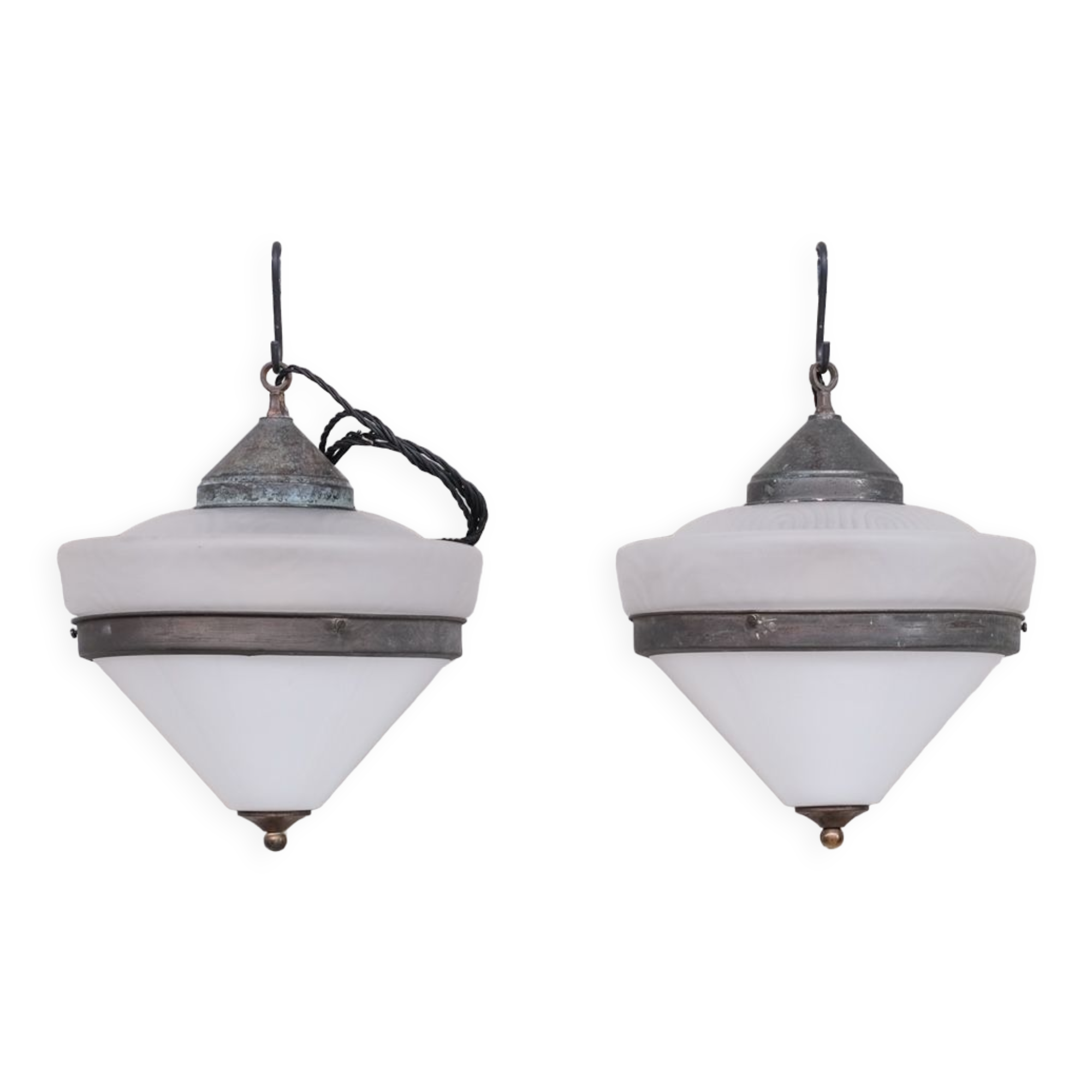 Pair of two tone french pendant lights