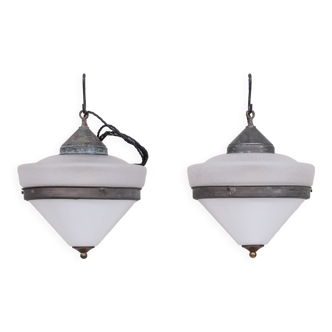 Pair of two tone french pendant lights