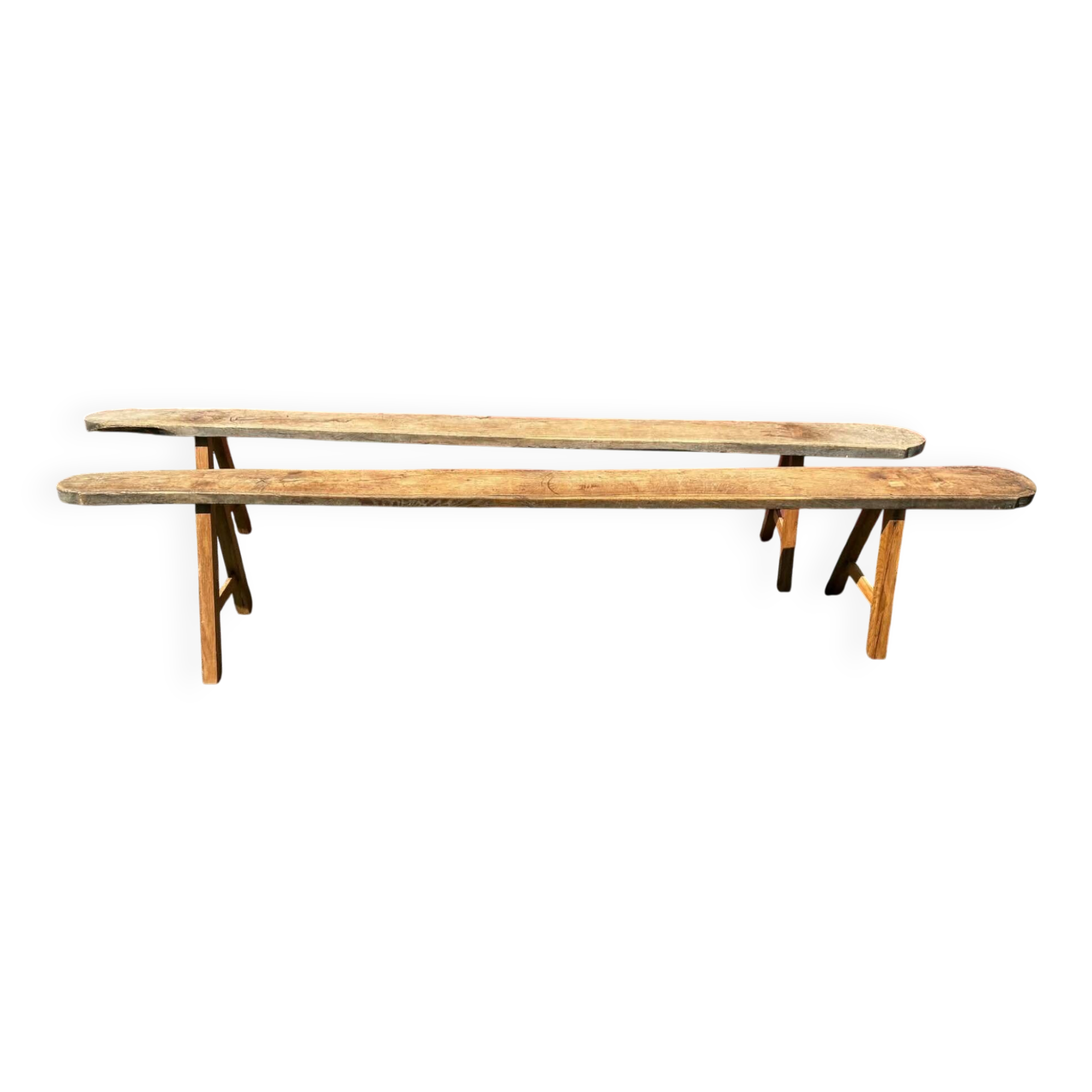 Lot de 2 bancs en chêne