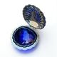 Scallop butter dish in stainless steel and blue glass - vintage 1970