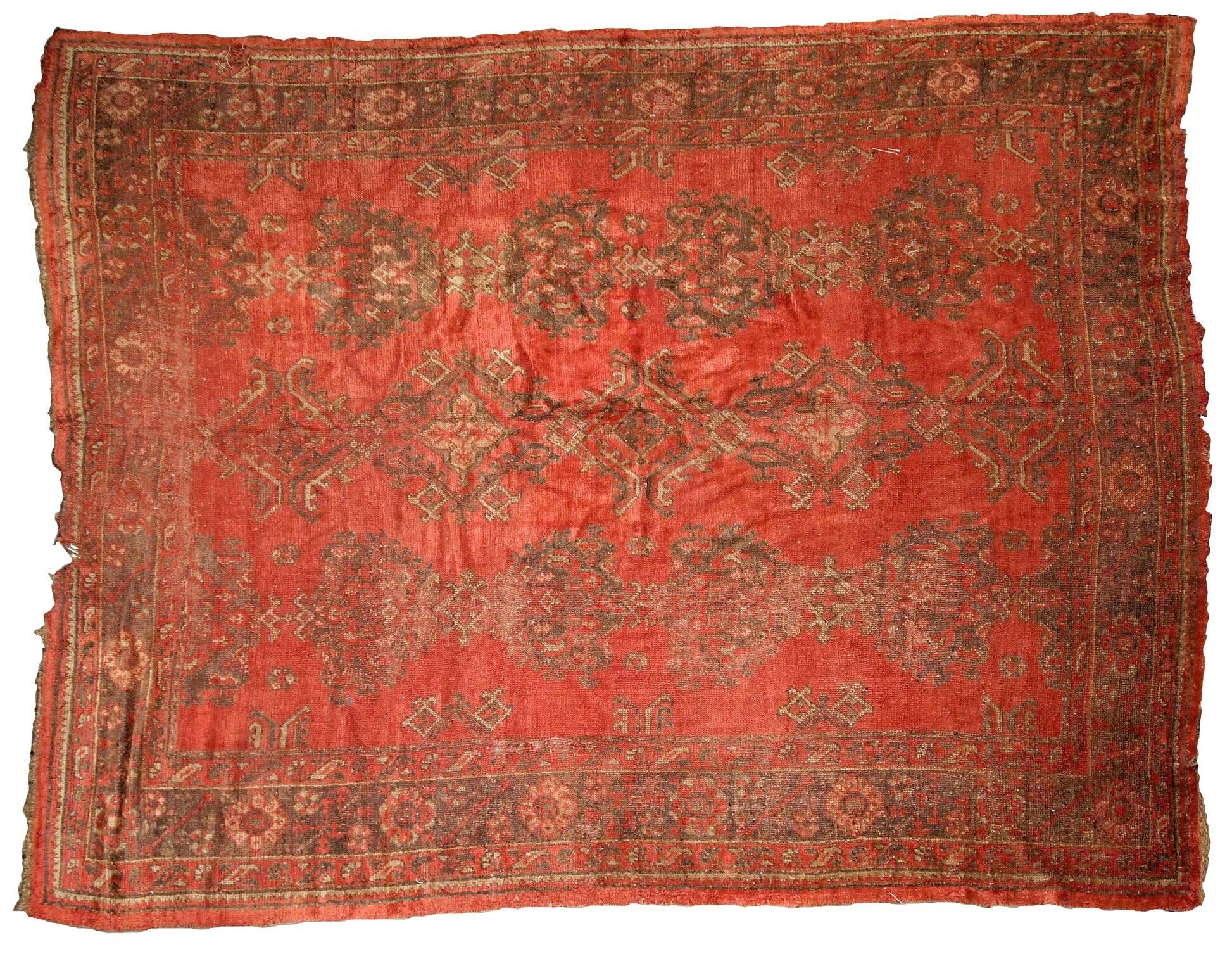 Handmade antique Turkish Oushak rug 9' x 11' (274cm x 335cm) 1900s - 1B764
