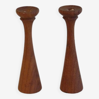 Pair of Danish teak candlesticks 1960