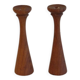 Pair of Danish teak candlesticks 1960