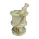 Mortar and pestle in off-white onyx marble+orange veins-Height 10,5cm