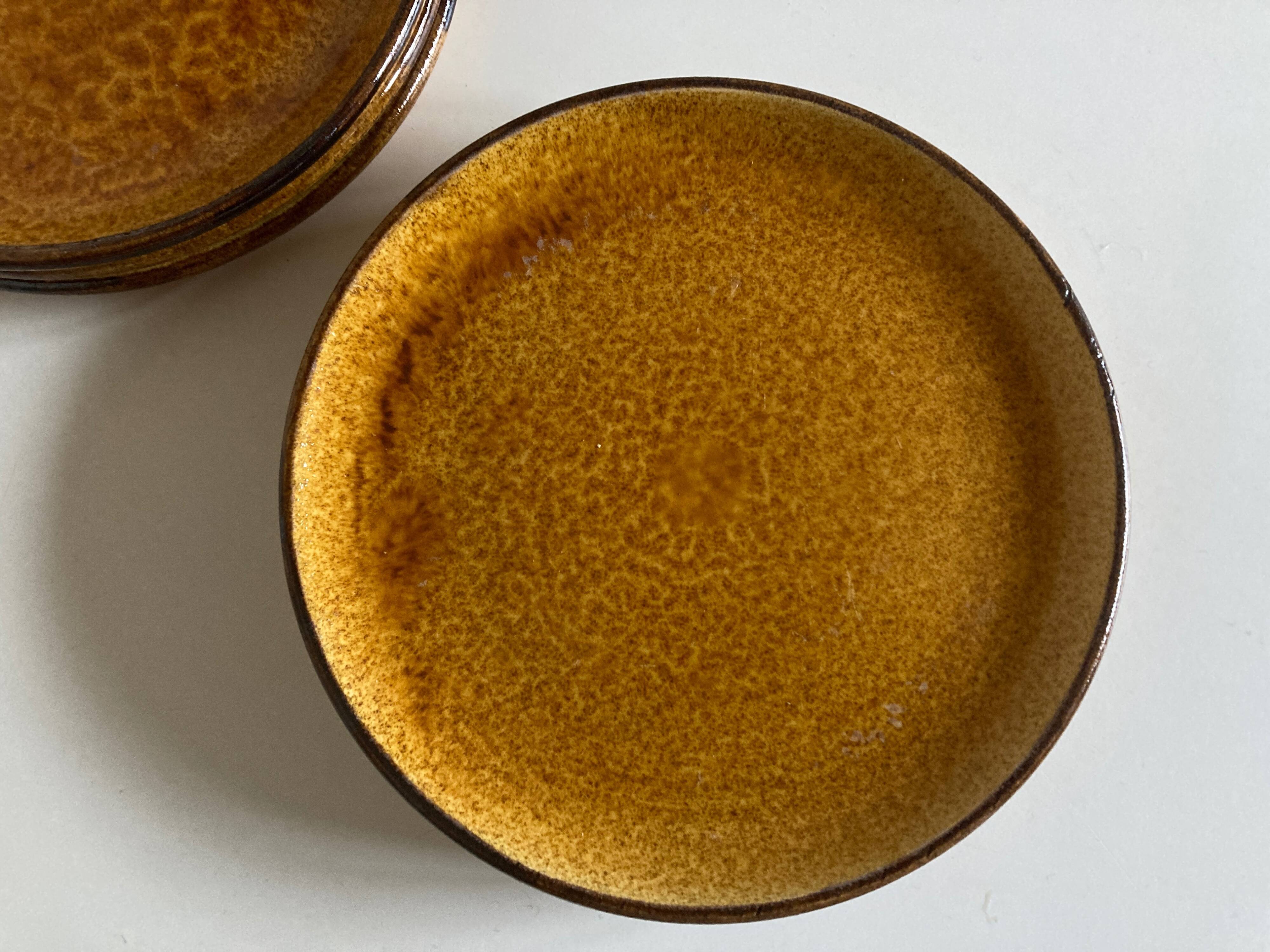 Set of 6 Dieulefit glazed earthenware plates workshop Mourre Milon 1970