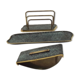 Old brass desk set, 3 pieces