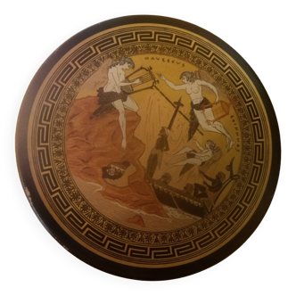 Vintage Greek terracotta decorative dish Ulysses and the Sirens