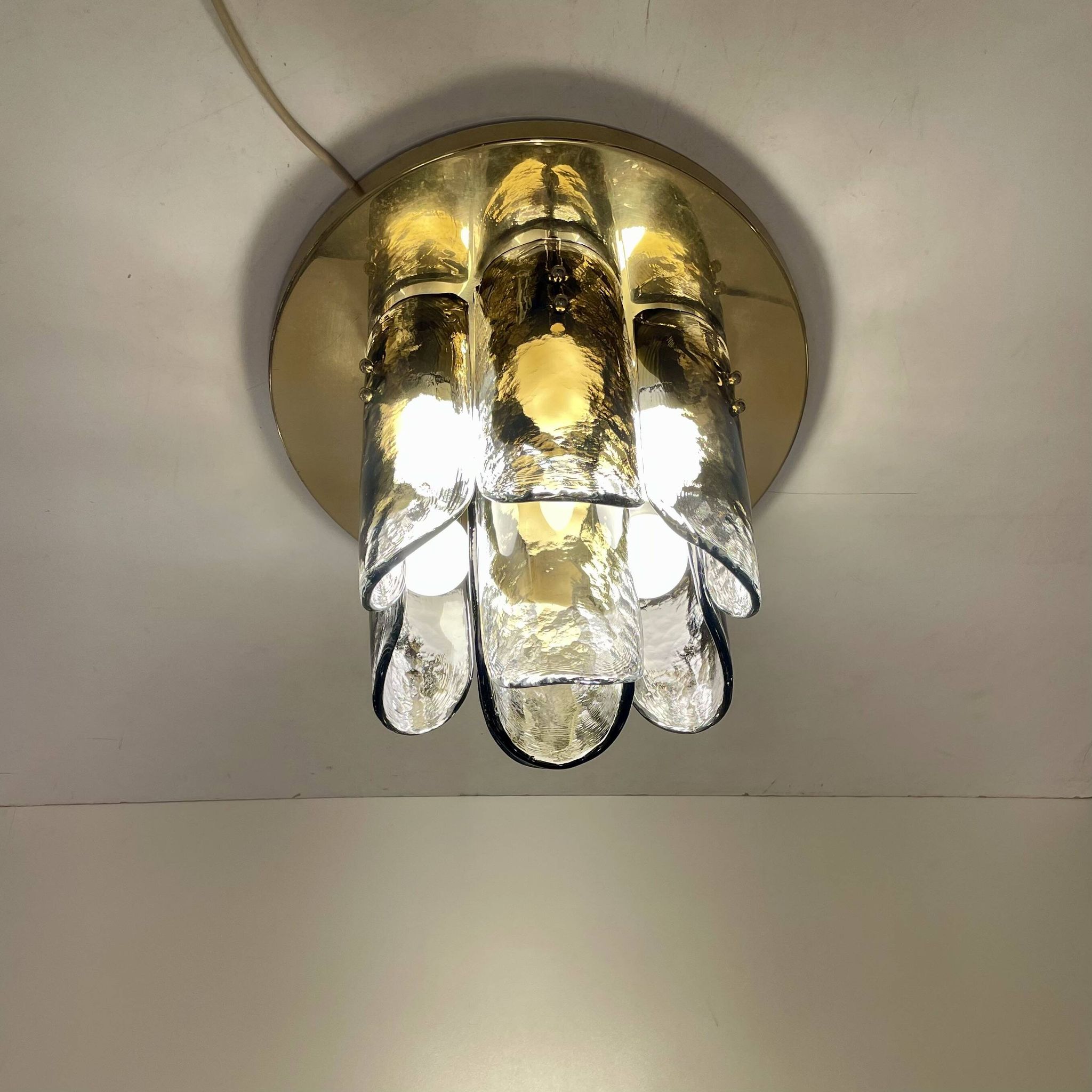Murano & Brass Ceiling Lamp by J.T. Kalmar, Austria, 1960s