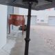Bistro pedestal table in marble and cast iron lion paws