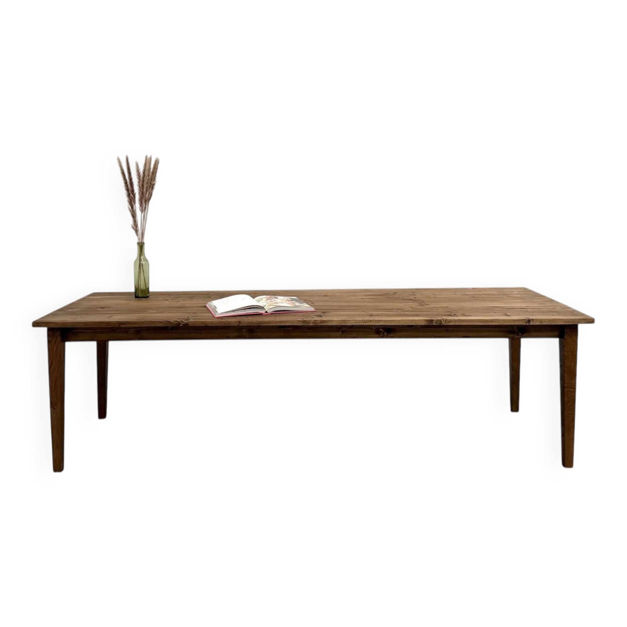 Farm table with tapered legs, L 260 cm