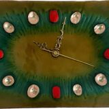 Rectangular wall clock enamelled franco Bastianelli signed LAURANA design 60.