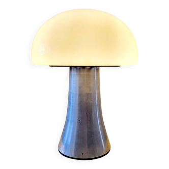 Lampe Mushroom XL, lampe de table lourde en acier inoxydable, années 80