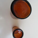 Lot  de 3 flacons anciens en verre ambré