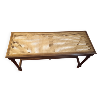 Louis XVI style caned wood bench