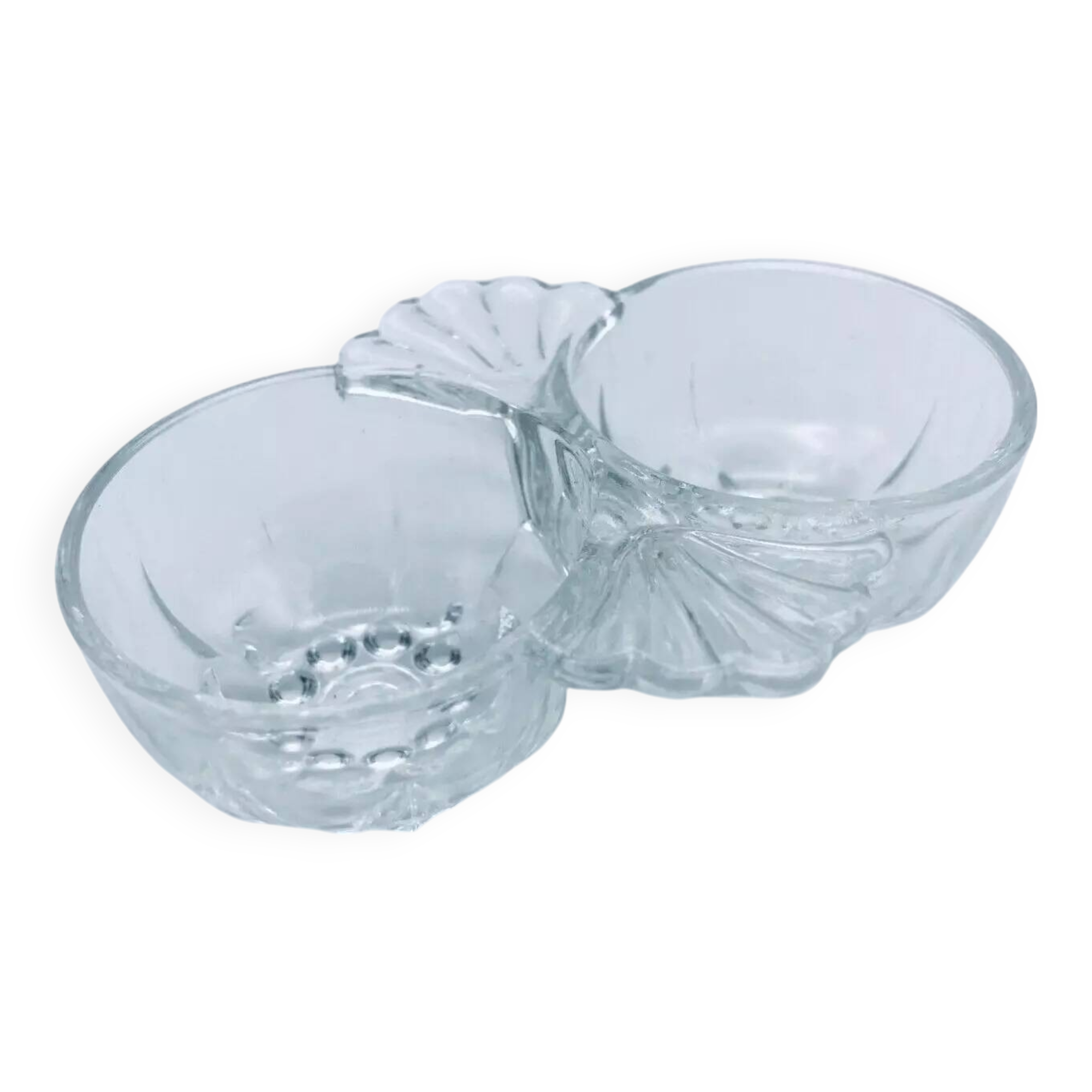 1960s Salt / Pepper Shaker Scallop Shell Molded Glass