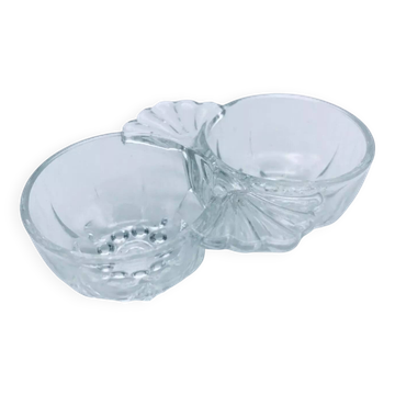 1960s Salt / Pepper Shaker Scallop Shell Molded Glass
