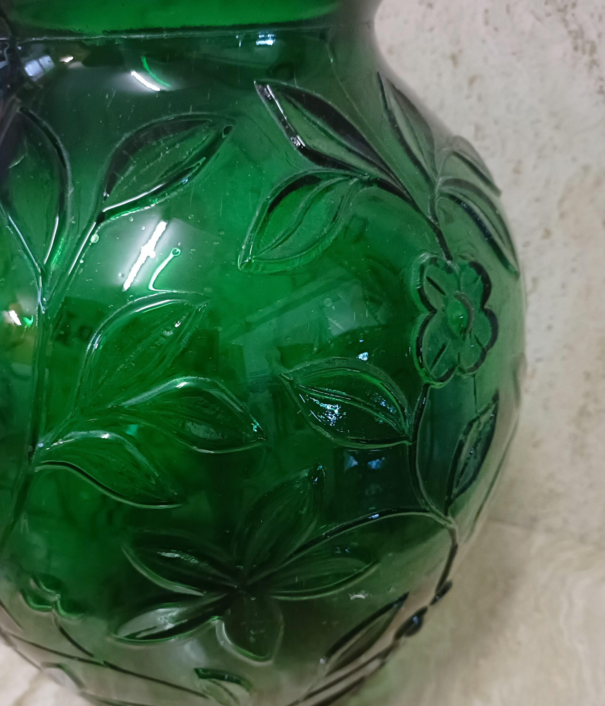 Ovoid vase pressed glass green art deco