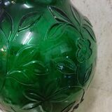 Ovoid vase pressed glass green art deco