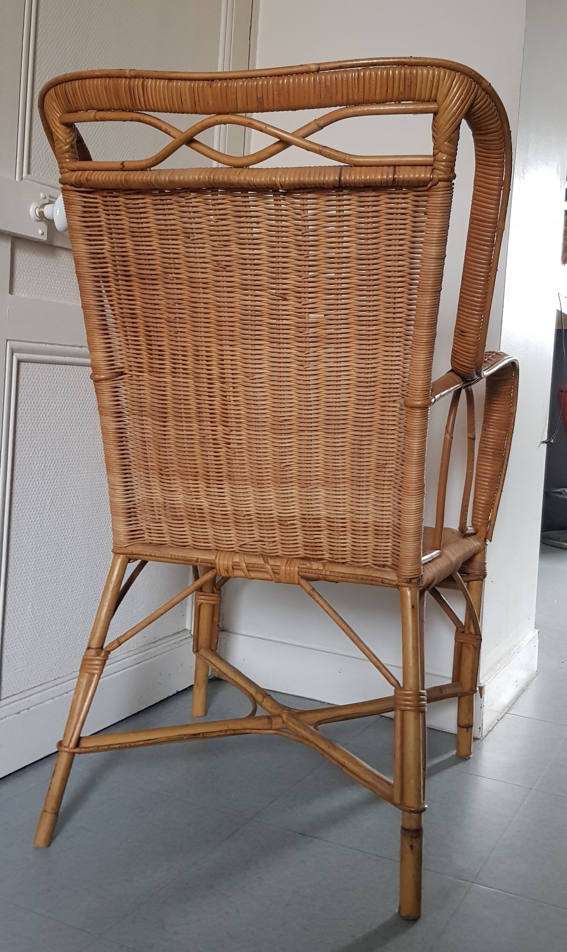 Fauteuil rotin 1950 circa