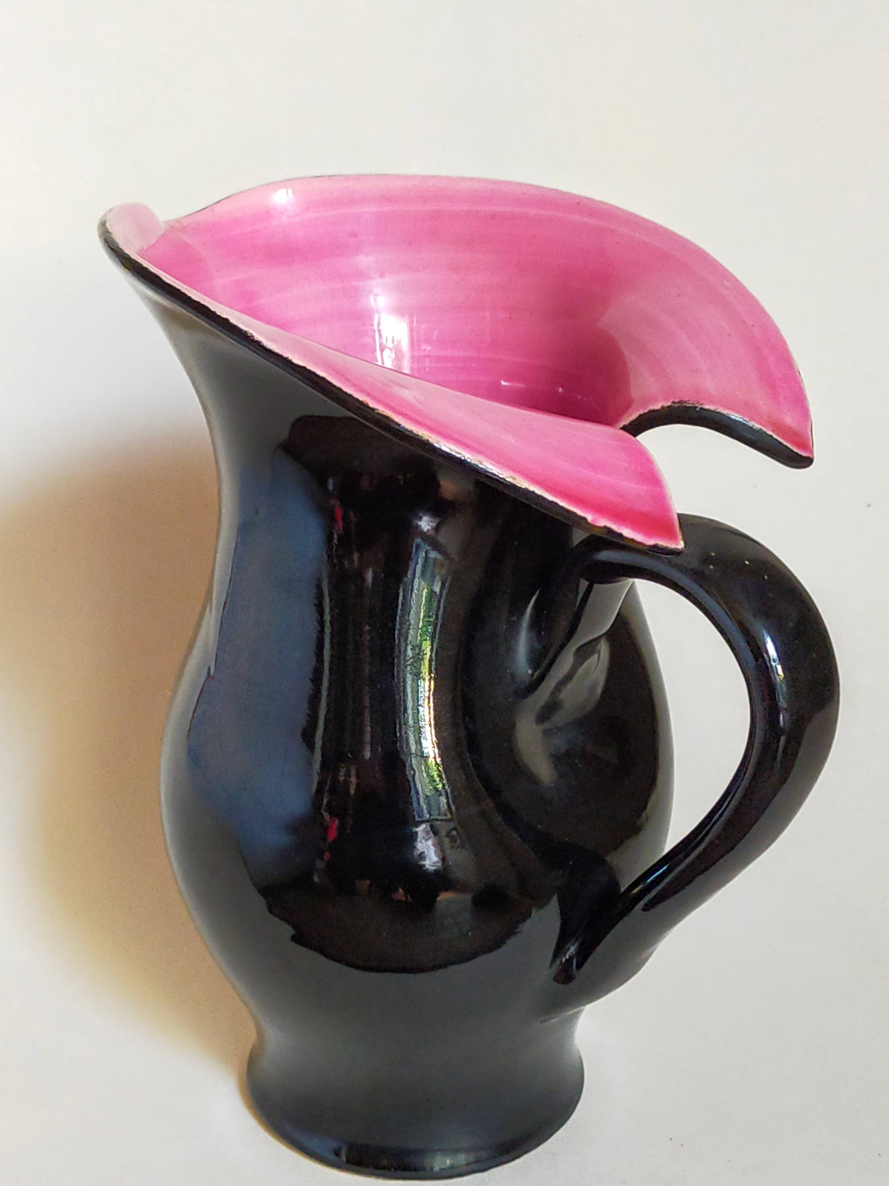 Bicolor pitcher of the Norman Potteries of Louviers 50s