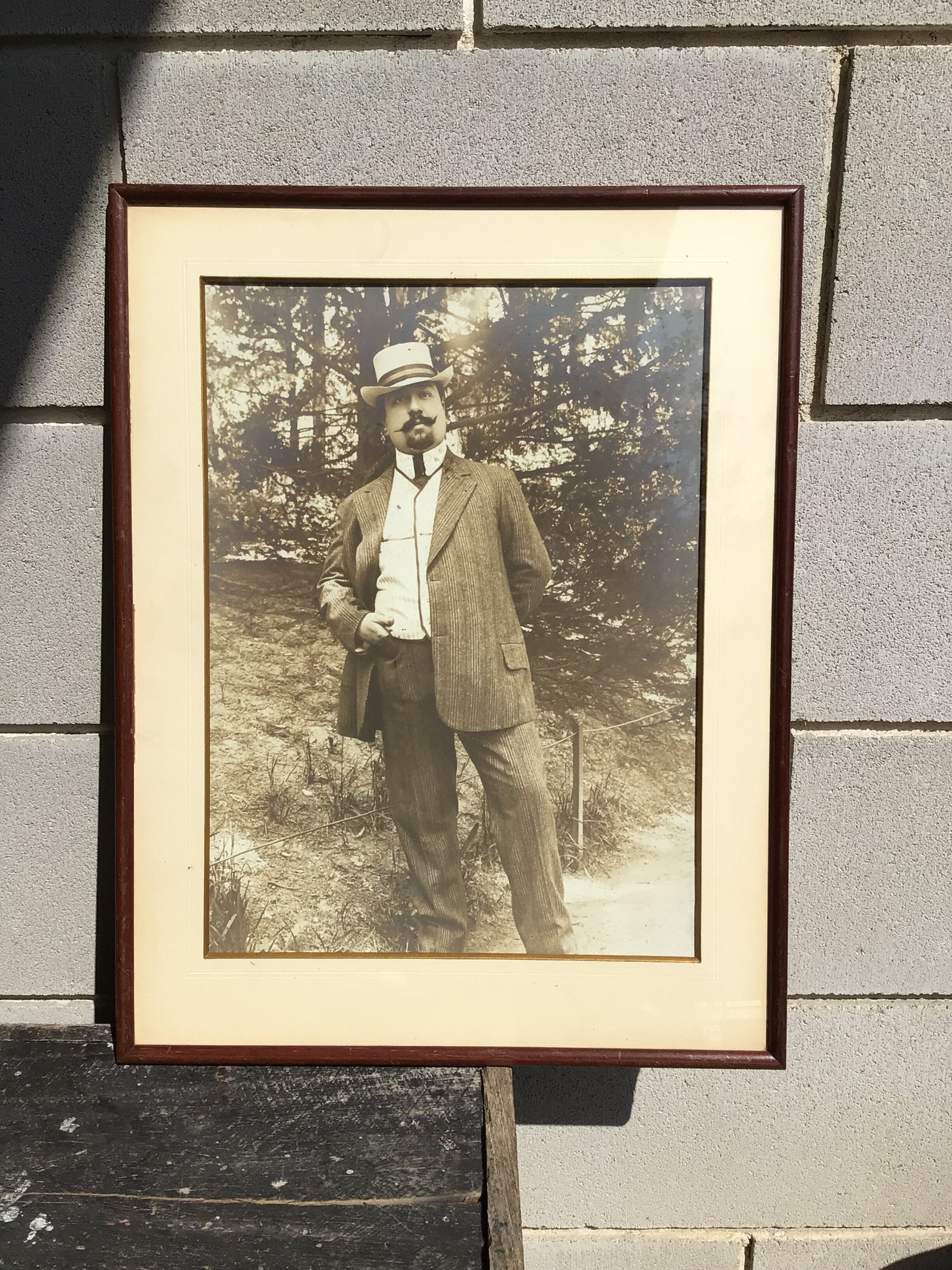 Sepia photo Elegant man circa 1910 framed