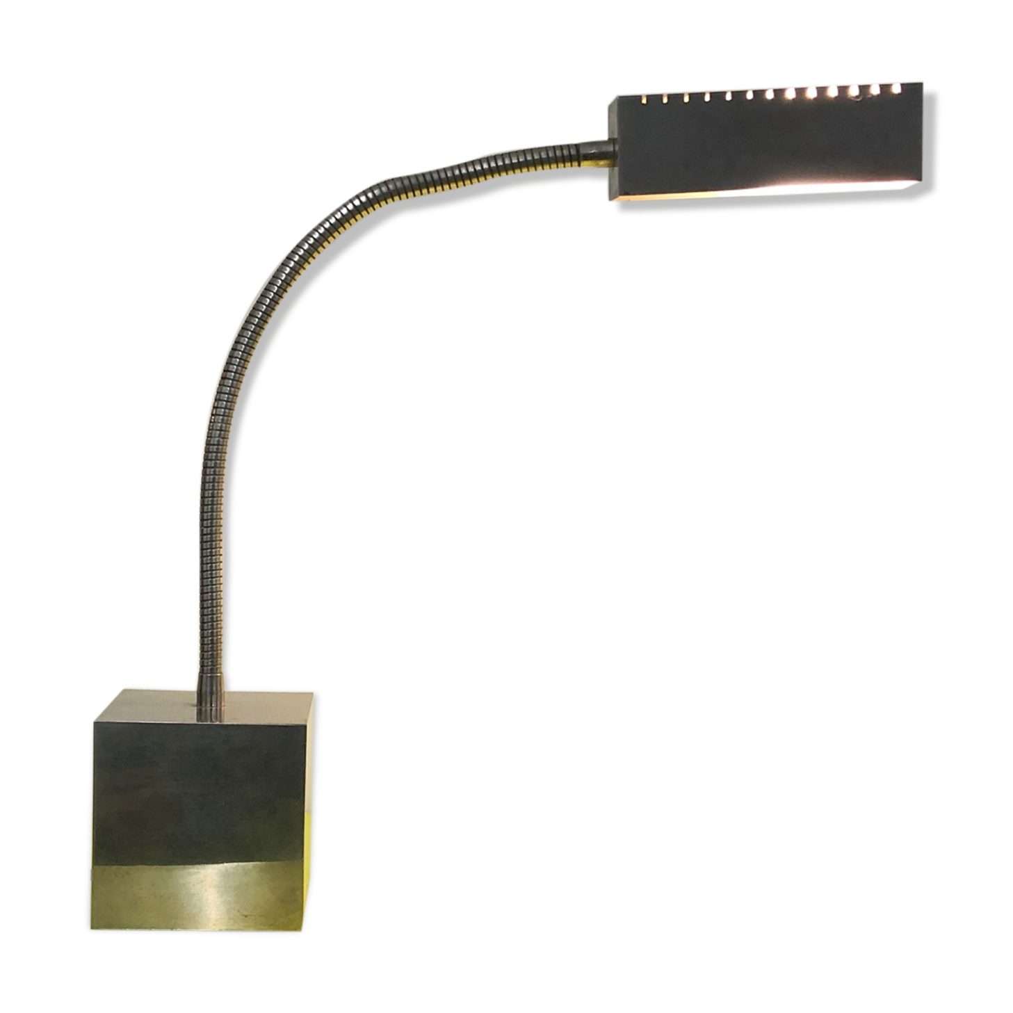 Chrome metal lamp with flexible rod by Michel Boyer for Verre Lumière, 1968