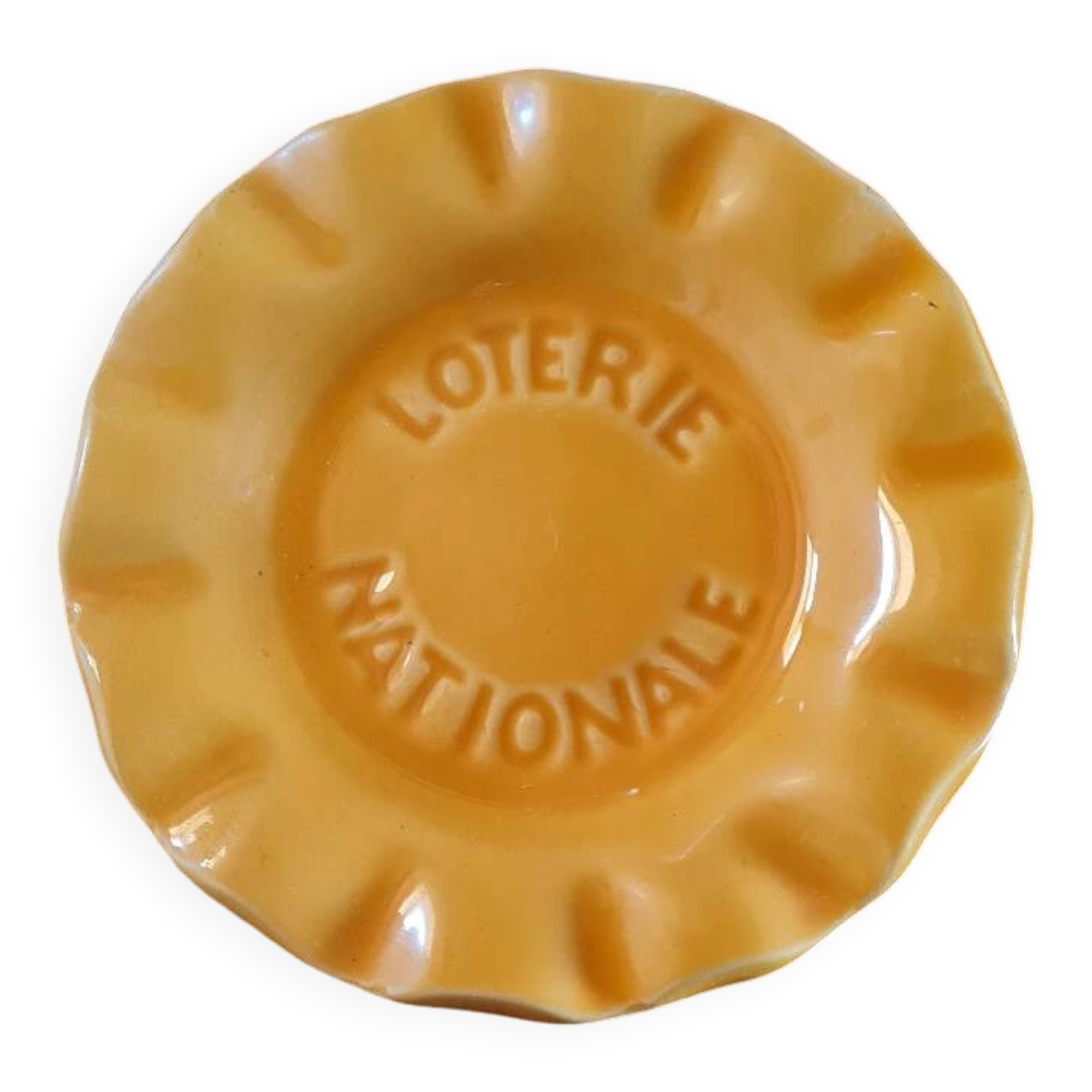 National lottery ashtray yellow