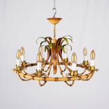 Italian metal chandelier in bamboo imitation, 1960s