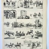 Old engraving 1898, Horse racing, hippodrome • Lithograph, Original plate