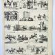 Gravure ancienne 1898, Course de chevaux, hippodrome • Lithographie, Planche originale