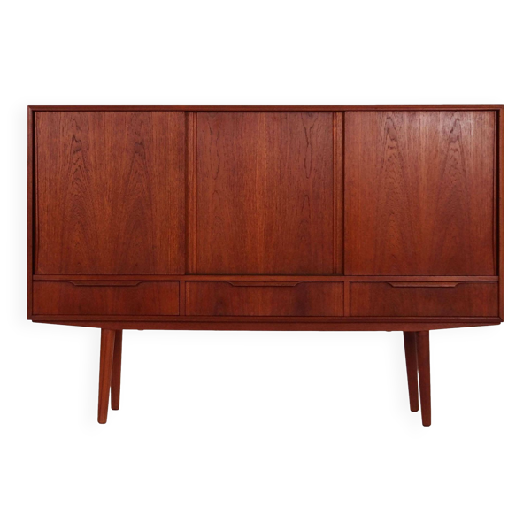 Buffet haut en teck, design danois, années 1960, designer : EW Bach