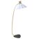 Curved mid-century floor lamp in brass and stone